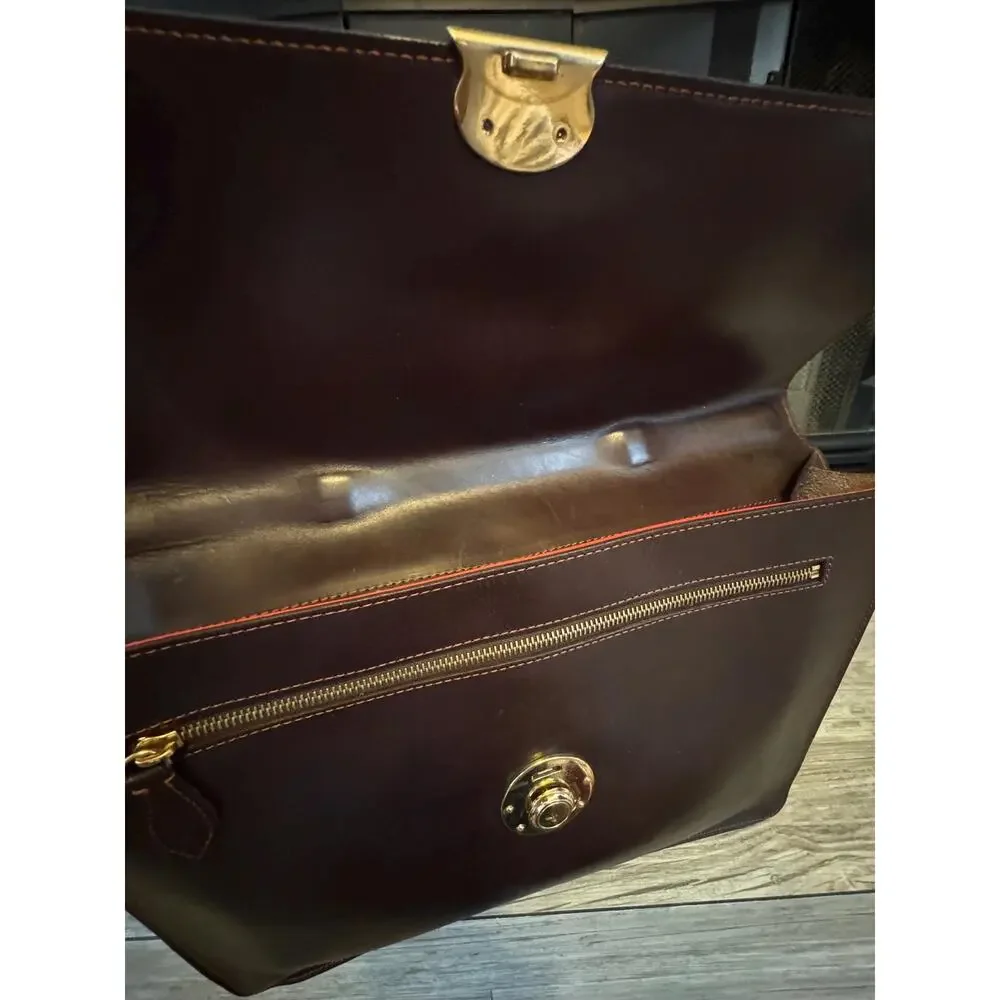 Dooney and Bourke Alto Chestnut Small Gusset Briefcase with handle